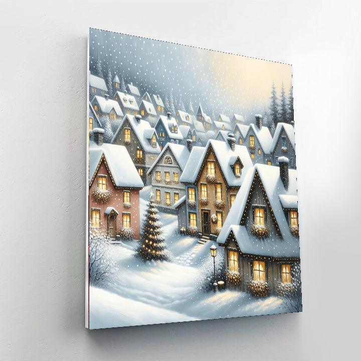 Snowy Village Wintertime Paint By Color