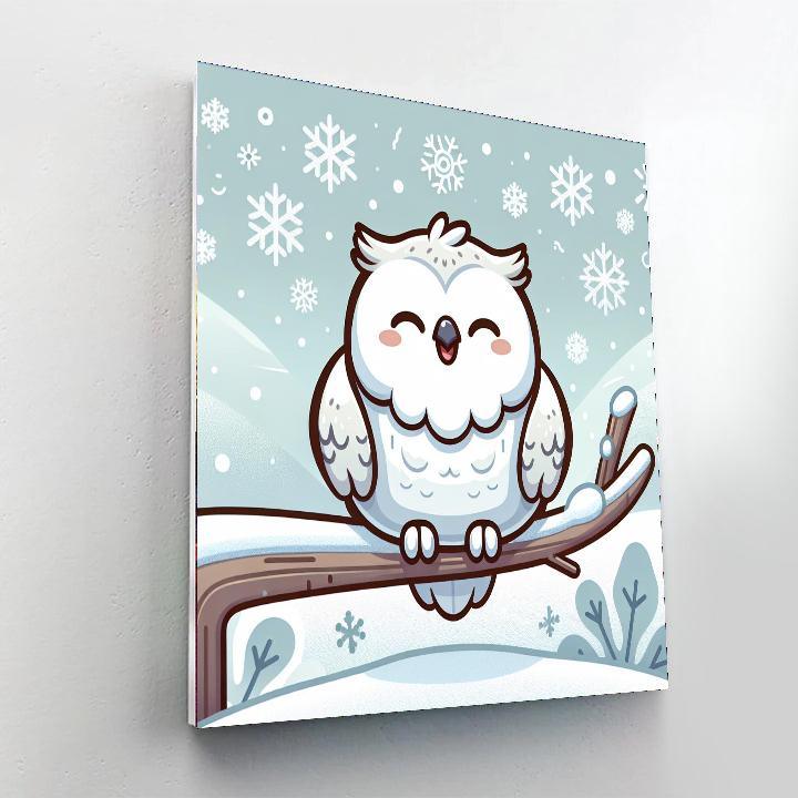 Happy Snowy Owl Paint By Numbers Art