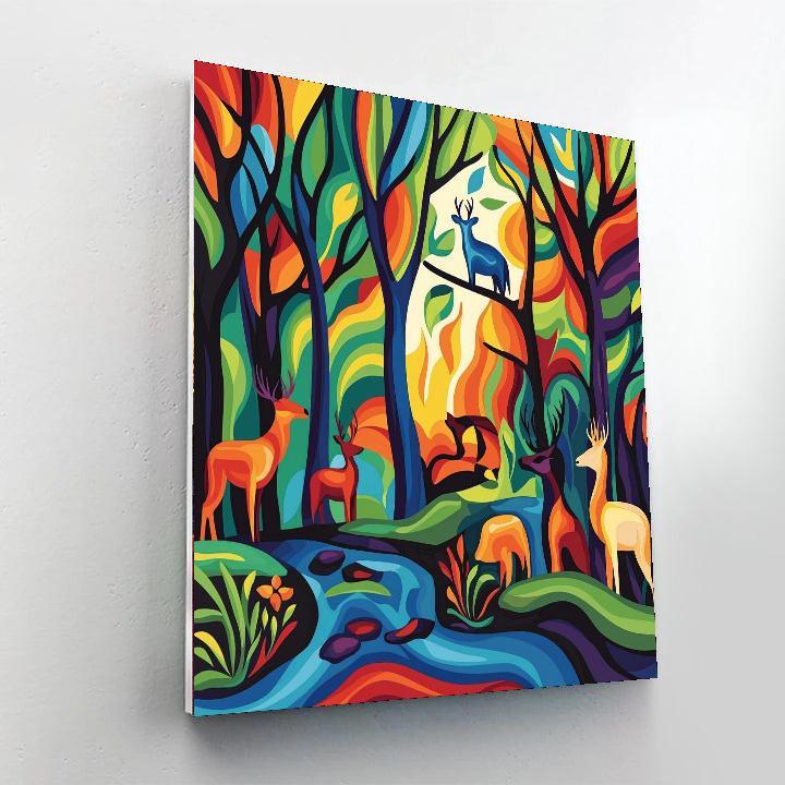 Franz Marc Inspired Forest Fauna Festivity  Paint By Numbers