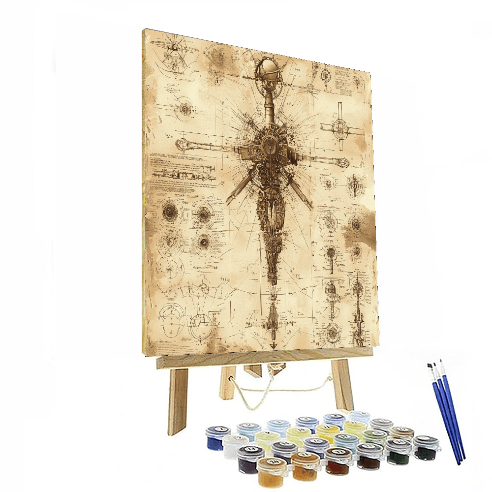 Leonardo Da Vinci Inspired Da Vinci's Mechanical Marvels  Paint By Numbers Kits