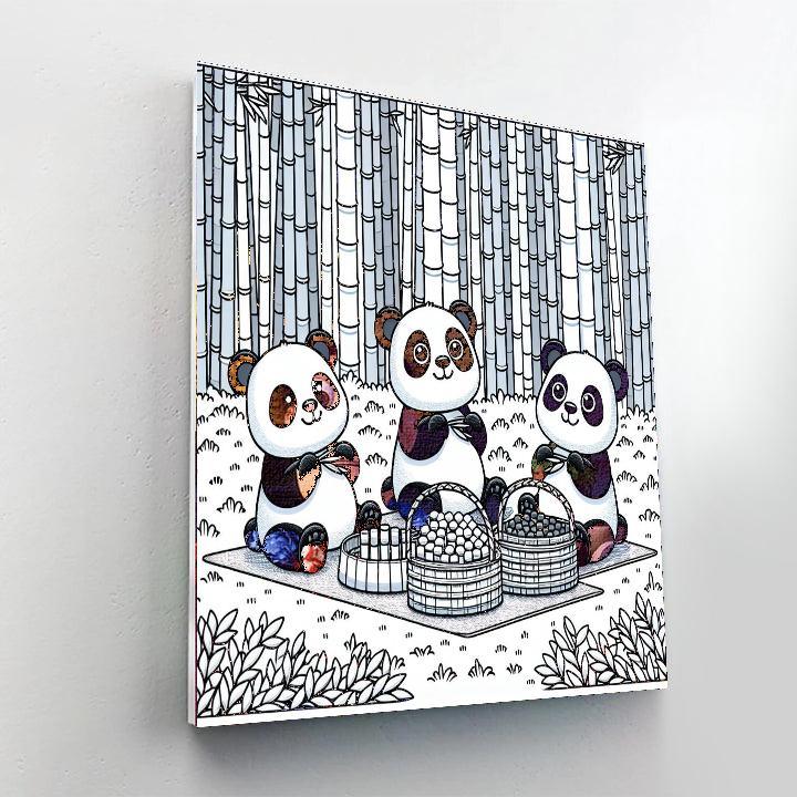Panda's Bamboo Picnic Paint By Color