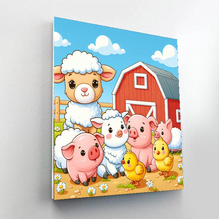 Bouncing Baby Farm Animals Numbered Painting Kits