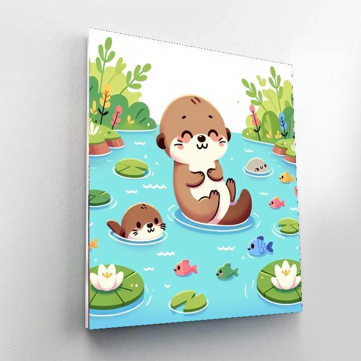 Adorable Otters Paint By Numbers Art