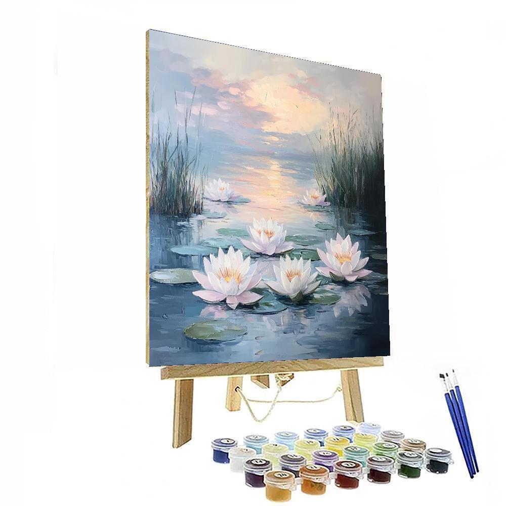 Monet Inspired Water Lilies In Dawn Light  Paint By Numbers
