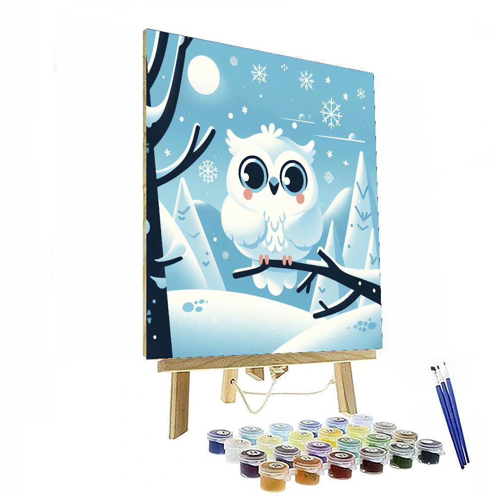 Playful Snowy Owl Painting Number Kit