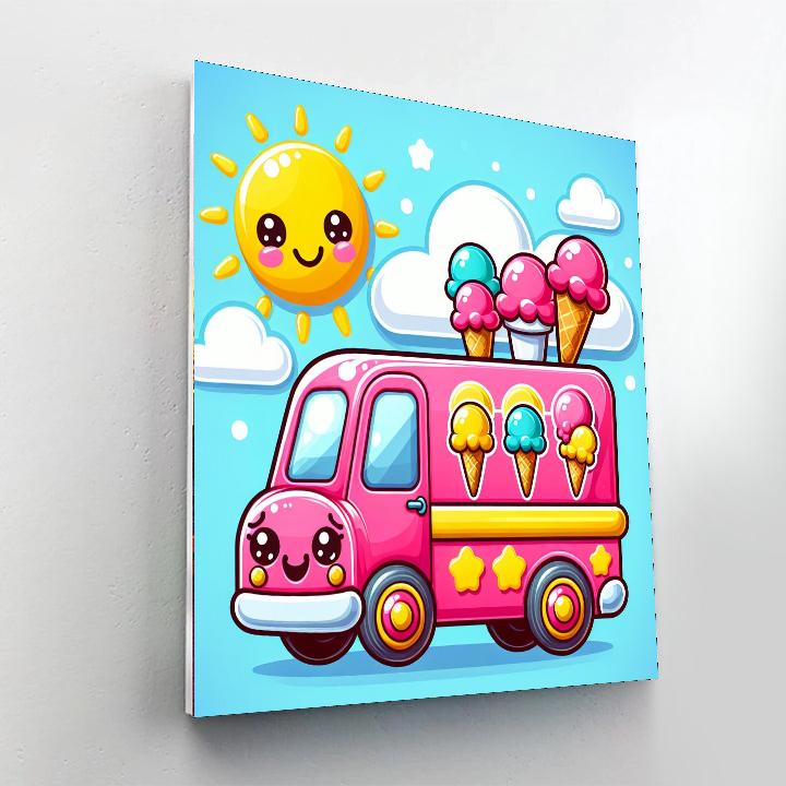 Joyful Ice Cream Truck Painting By Numbers Kit