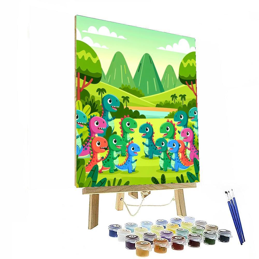 Dinosaurs In Dino Valley Painting By Numbers Kit