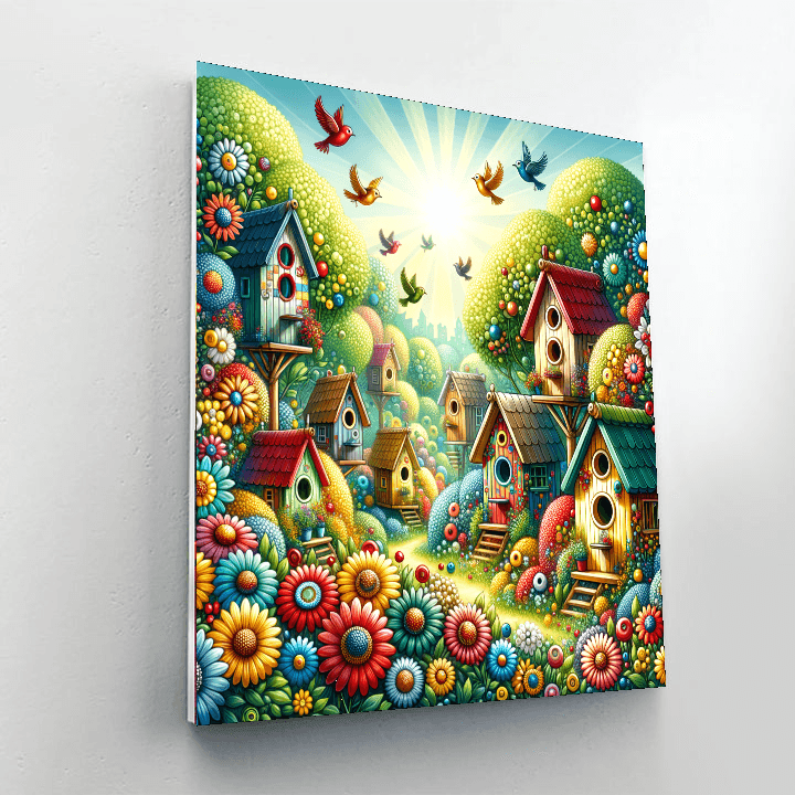 Charming Birdhouse Village Numbered Painting Kits