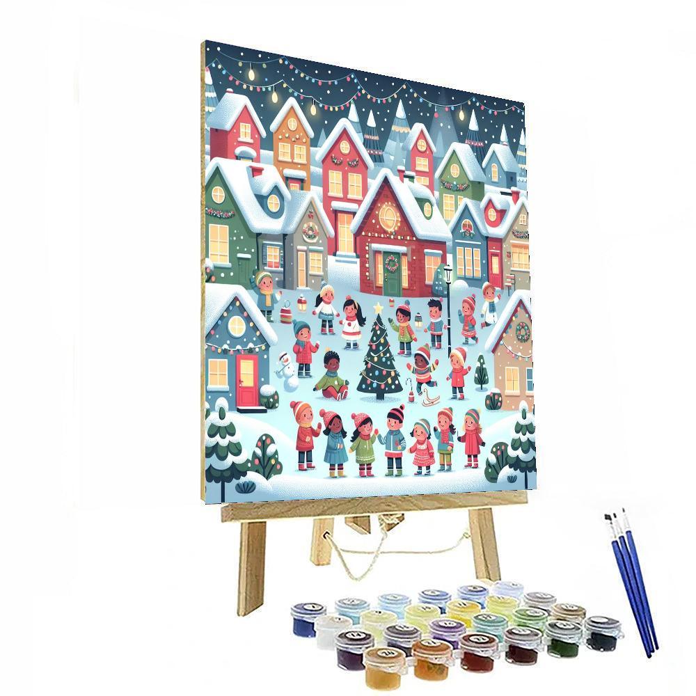Cozy Snowy Village Paint By Number