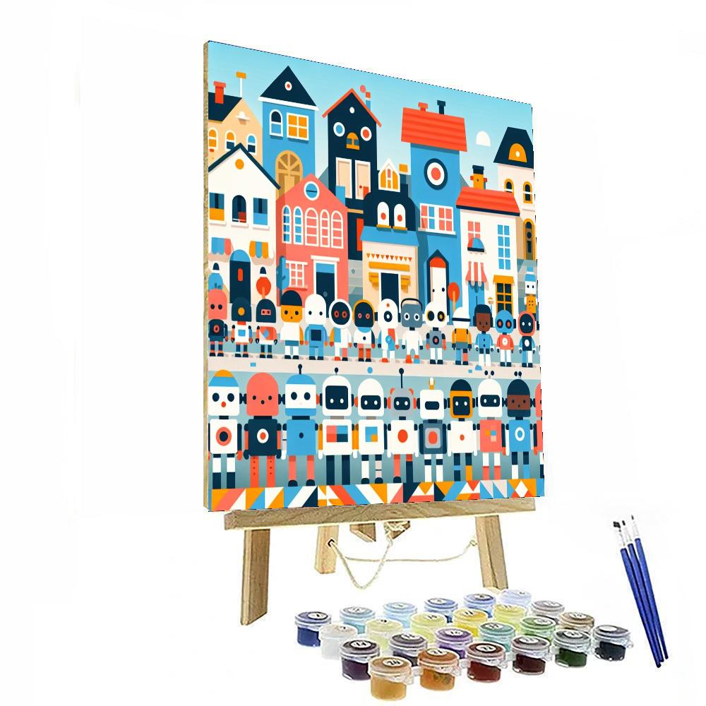 Robot Town Paint By Numbers Art