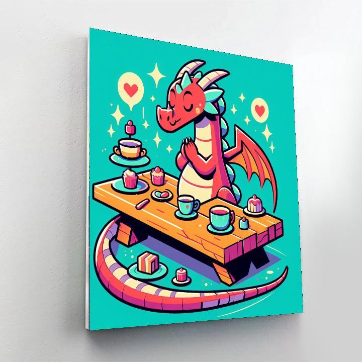 Charming Dragon's Tea Party Numbered Painting Kits