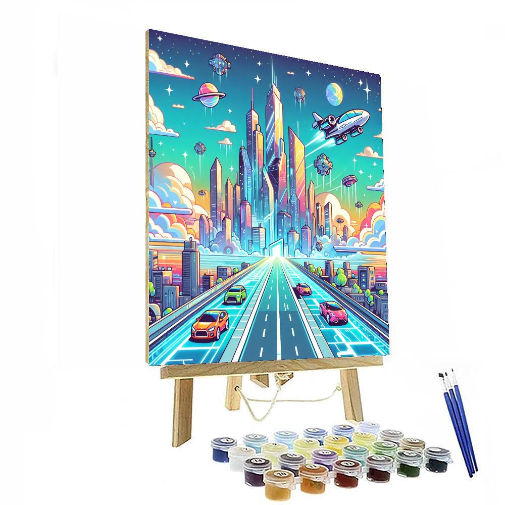 Futuristic Space City Paint By Numbers Kits