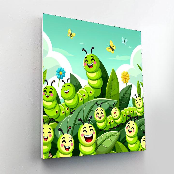 Giggling Caterpillars Number Painting
