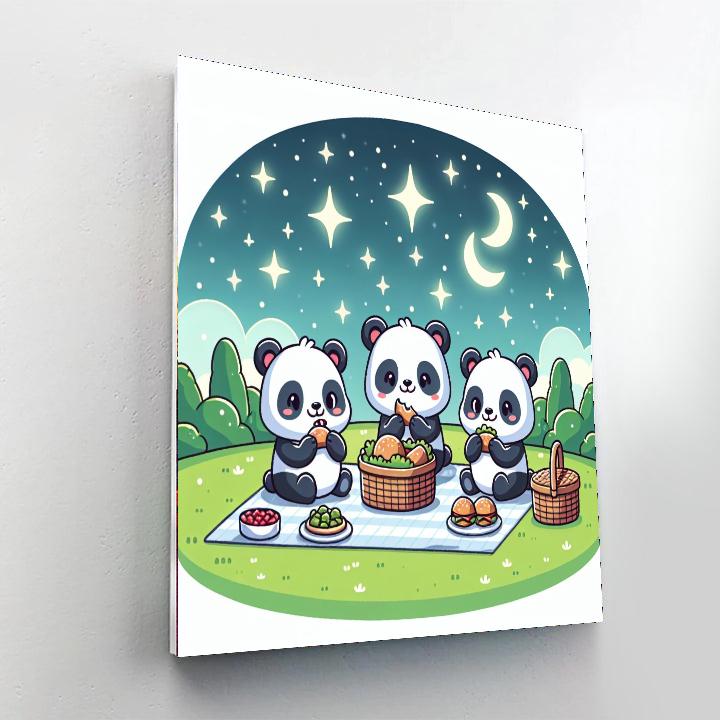 Starlit Panda Picnic Number Painting