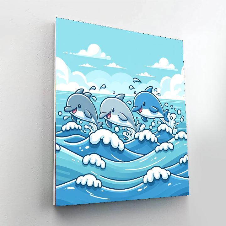 Jumping Dolphins Numbered Painting Kits