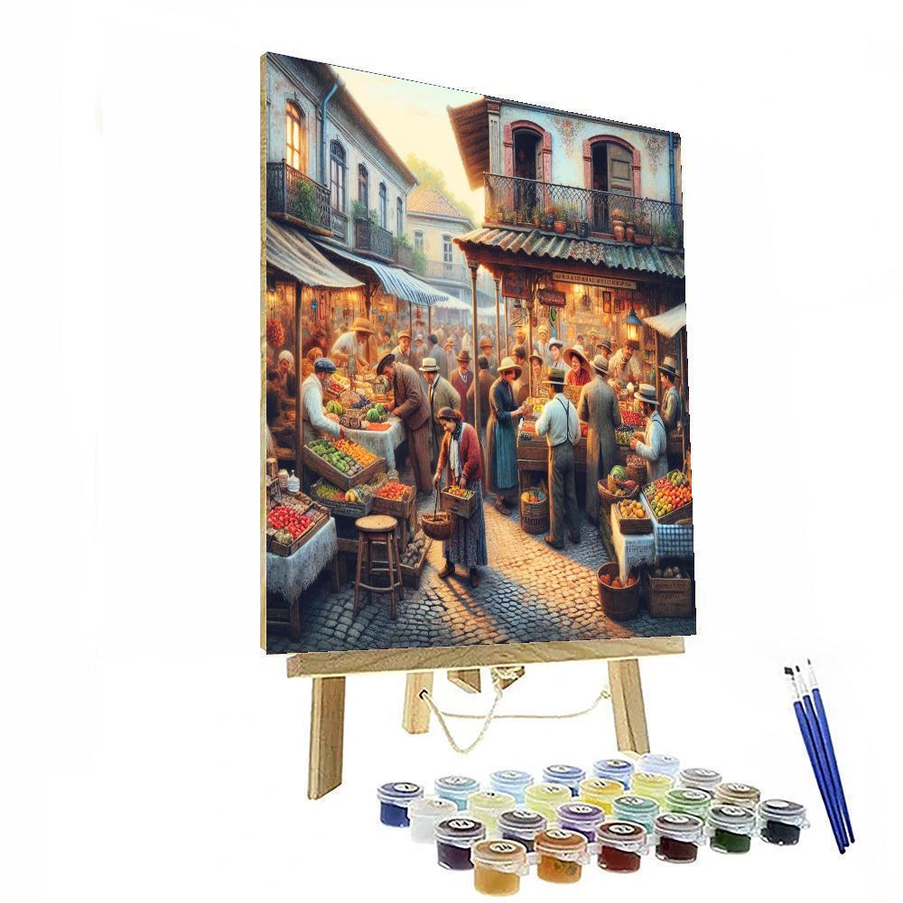 Nostalgic Street Market Paint By Numbers Art