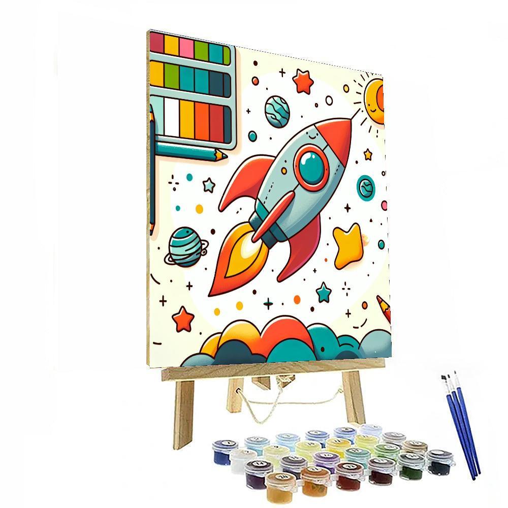 Funky Space Rocket Paint By Color