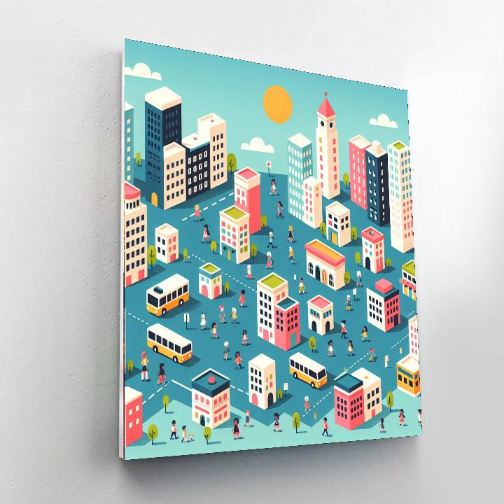 Colorful Cityscape Creation Painting Number Kit