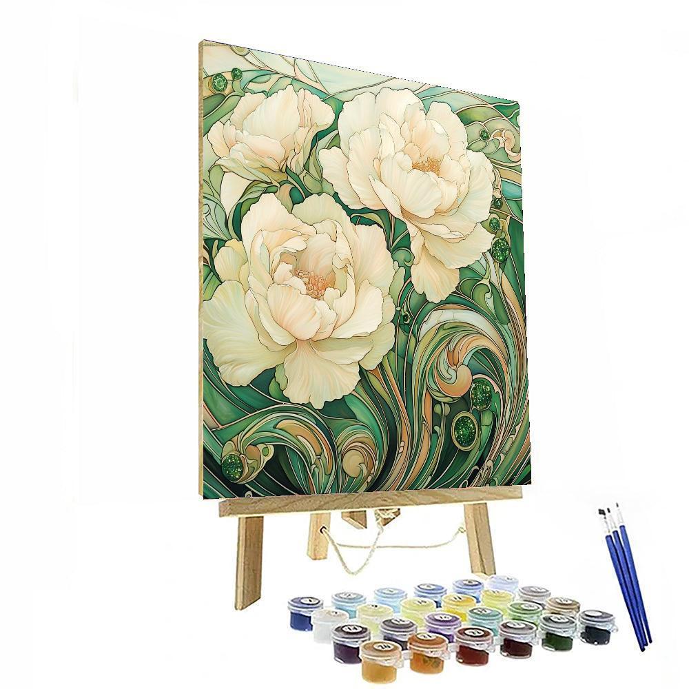 Alphonse Mucha Inspired Mystical Garden Reverie  Paint By Number