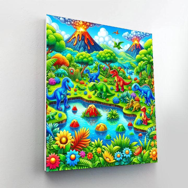 Whimsical Dinosaur Land Paint By Color