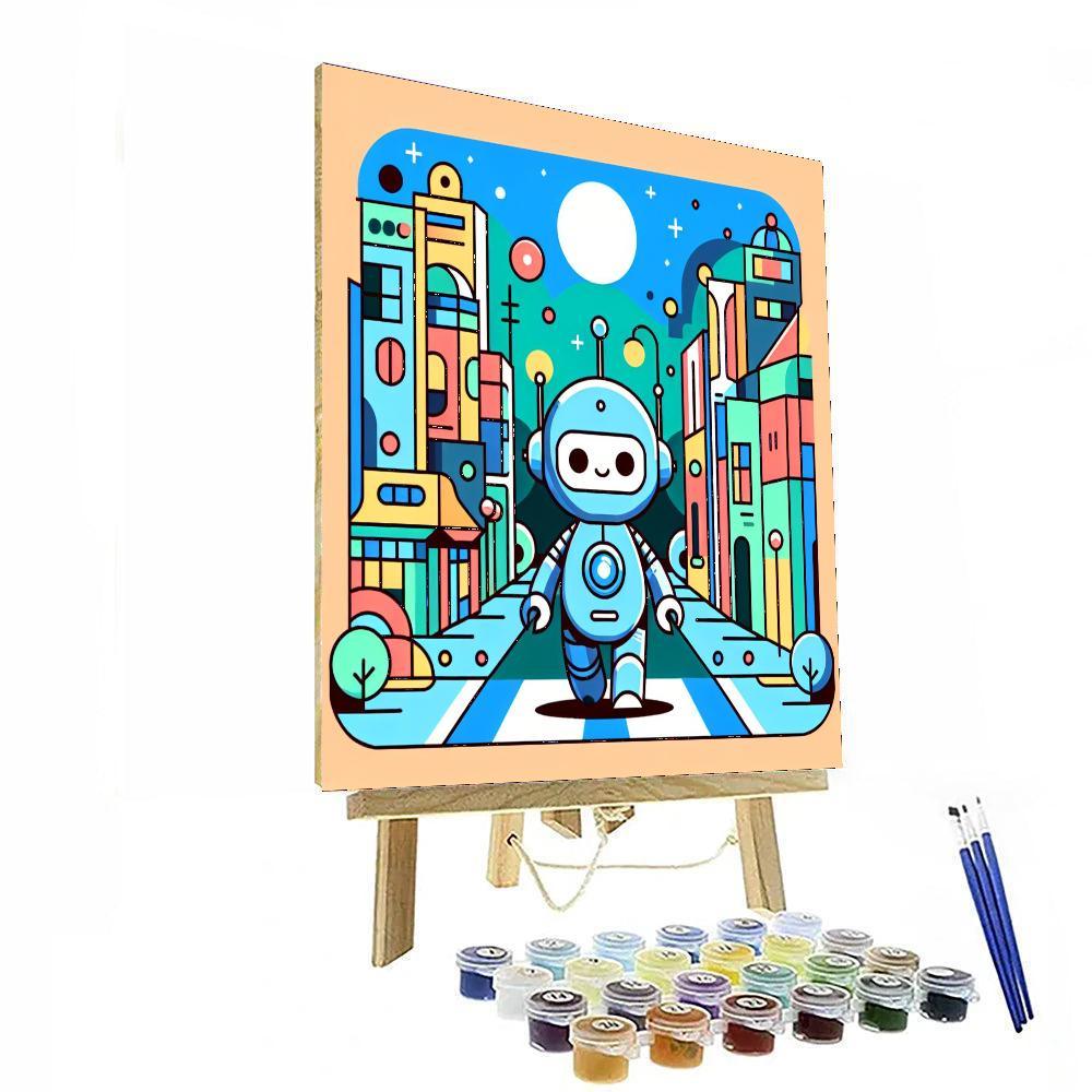 Colorful Robot Town Paint By Color
