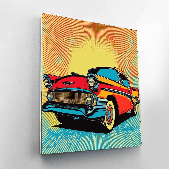Roy Lichtenstein Inspired The Vintage Car Parade  Paint By Numbers Art