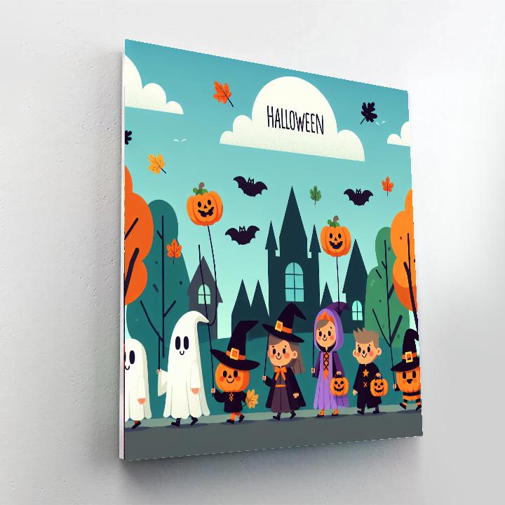 Cheerful Halloween Parade Paint By Numbers Art