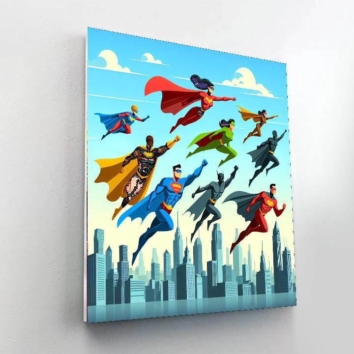 Superheroes Saving The Day Paint By Numbers Art