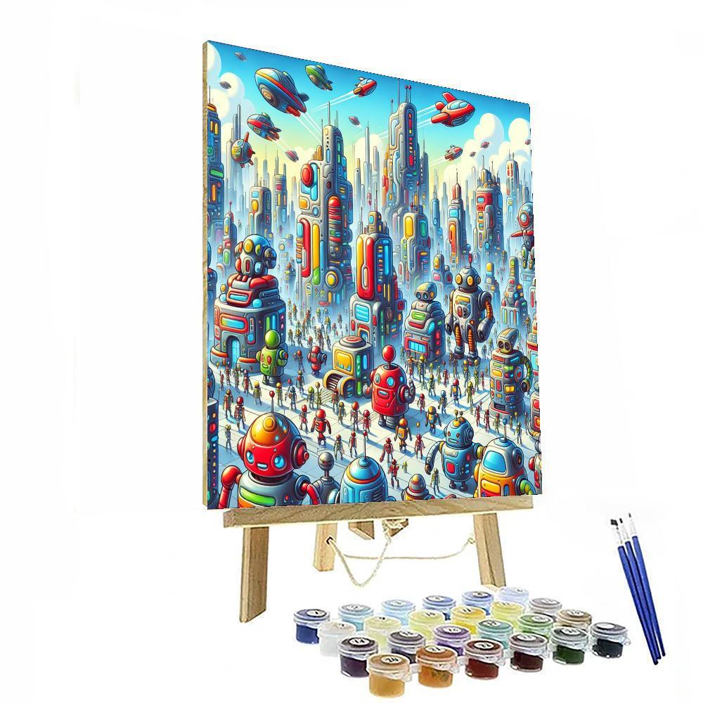 Dynamic Robot Adventure Paint By Numbers Art