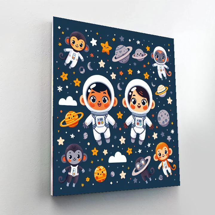 Adventurous Space Monkeys Paint By Color