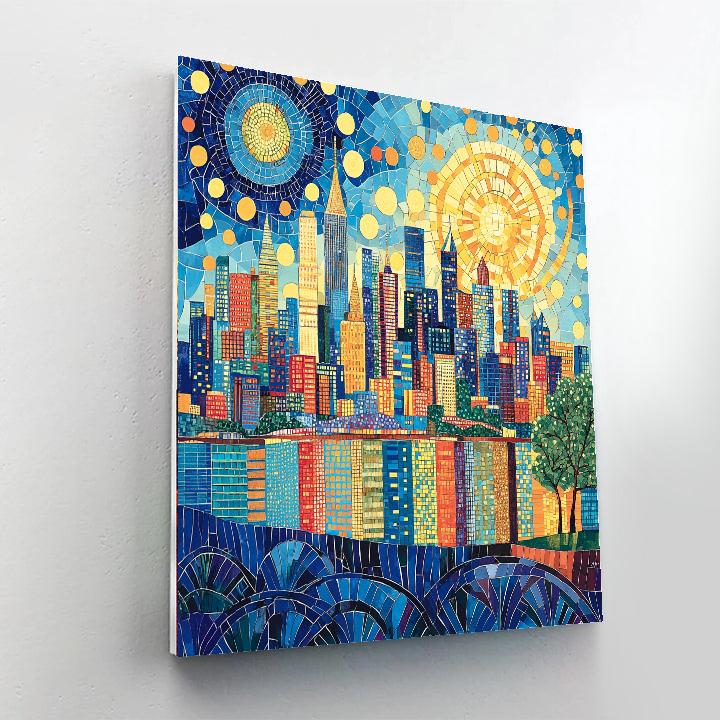 Gustav Klimt Inspired Mosaic Cityscape  Paint By Number