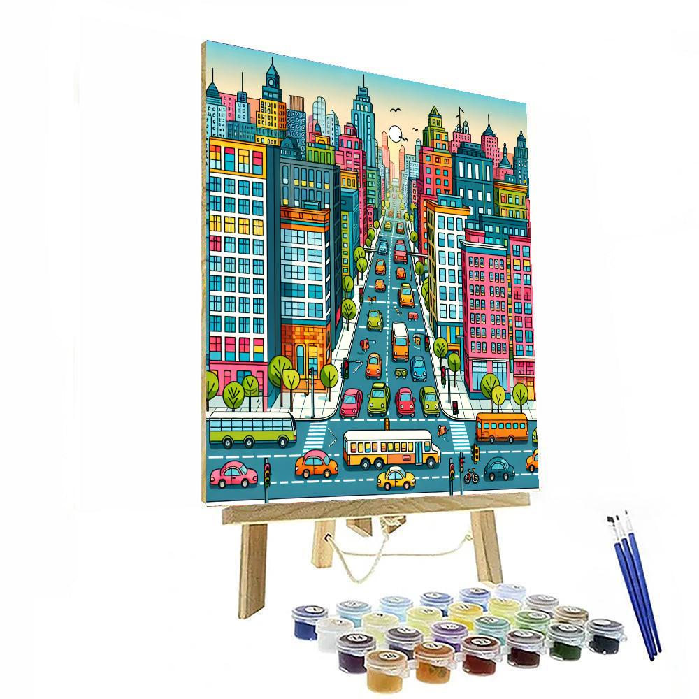 Busy Cityscape Puzzle Number Painting