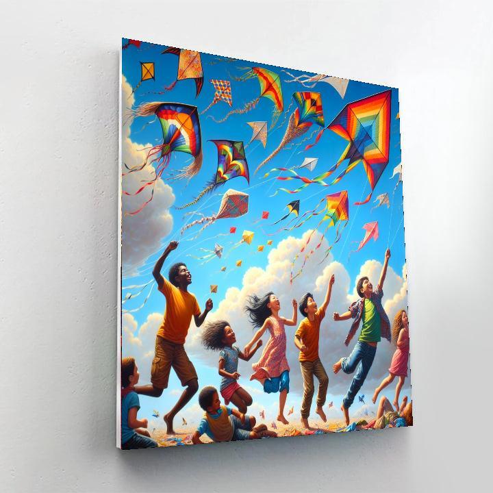 Cheerful Kite Flying Paint By Numbers Kits