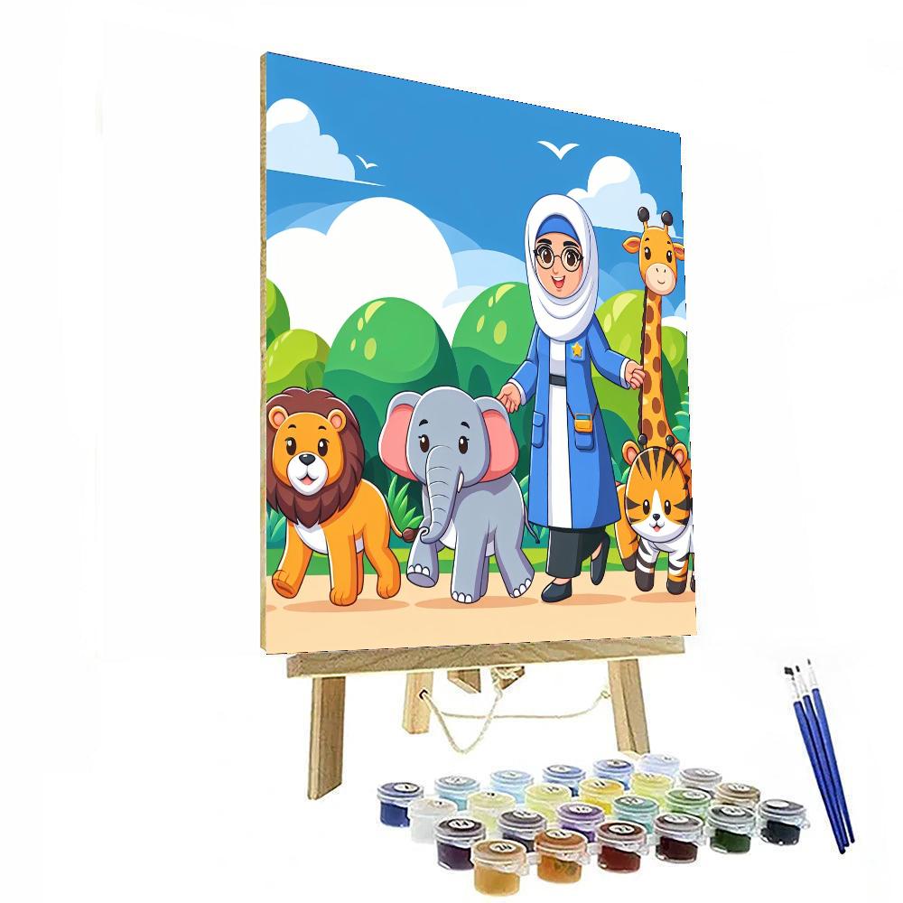 Zookeeper's Animal Parade Paint By Numbers Art