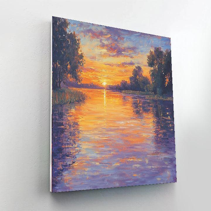 Camille Pissarro Inspired Impressionist Sunset Over Lake  Paint By Numbers