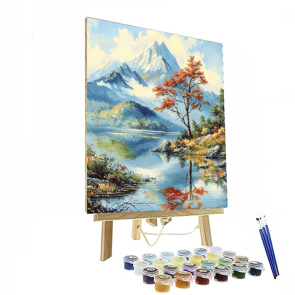 Zhao Mengfu Inspired Sublime Mountain Reflections  Paint By Number