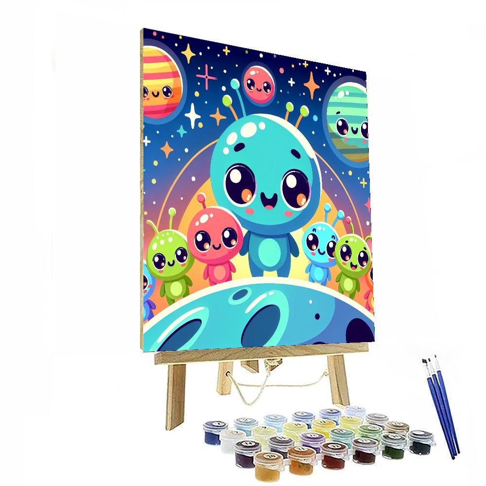 Cosmic Alien Friends Number Painting