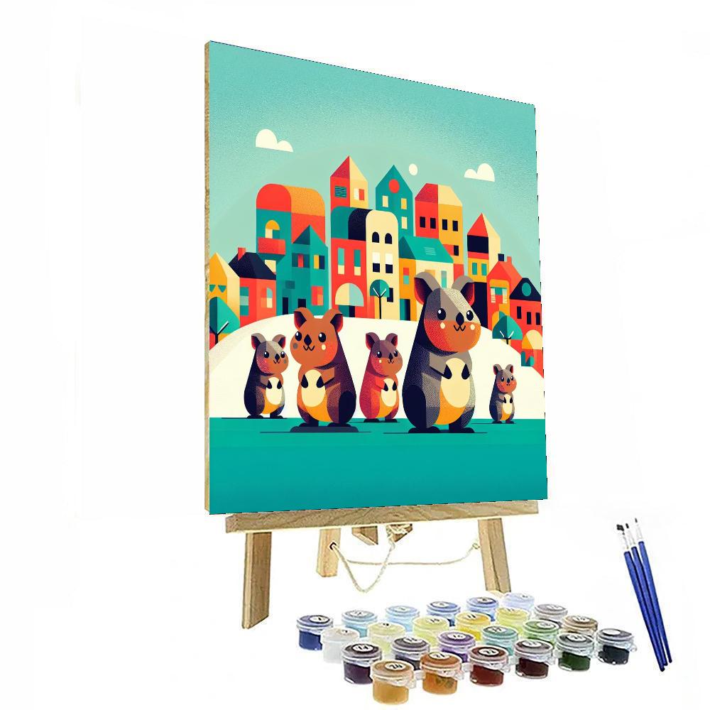 Quaint Quokka Town Painting By Numbers Kit