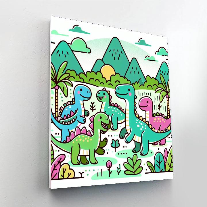 Funny Dinosaur Family Numbered Painting Kits