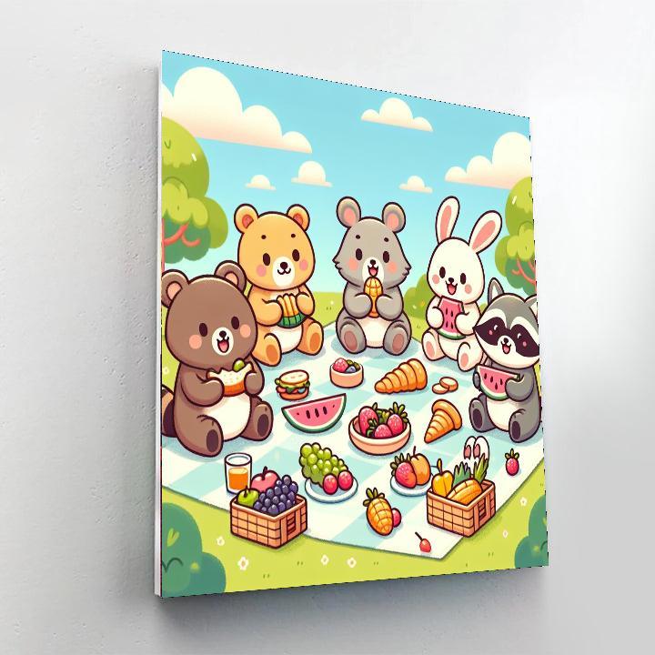 Cheerful Picnic Animals Paint By Number