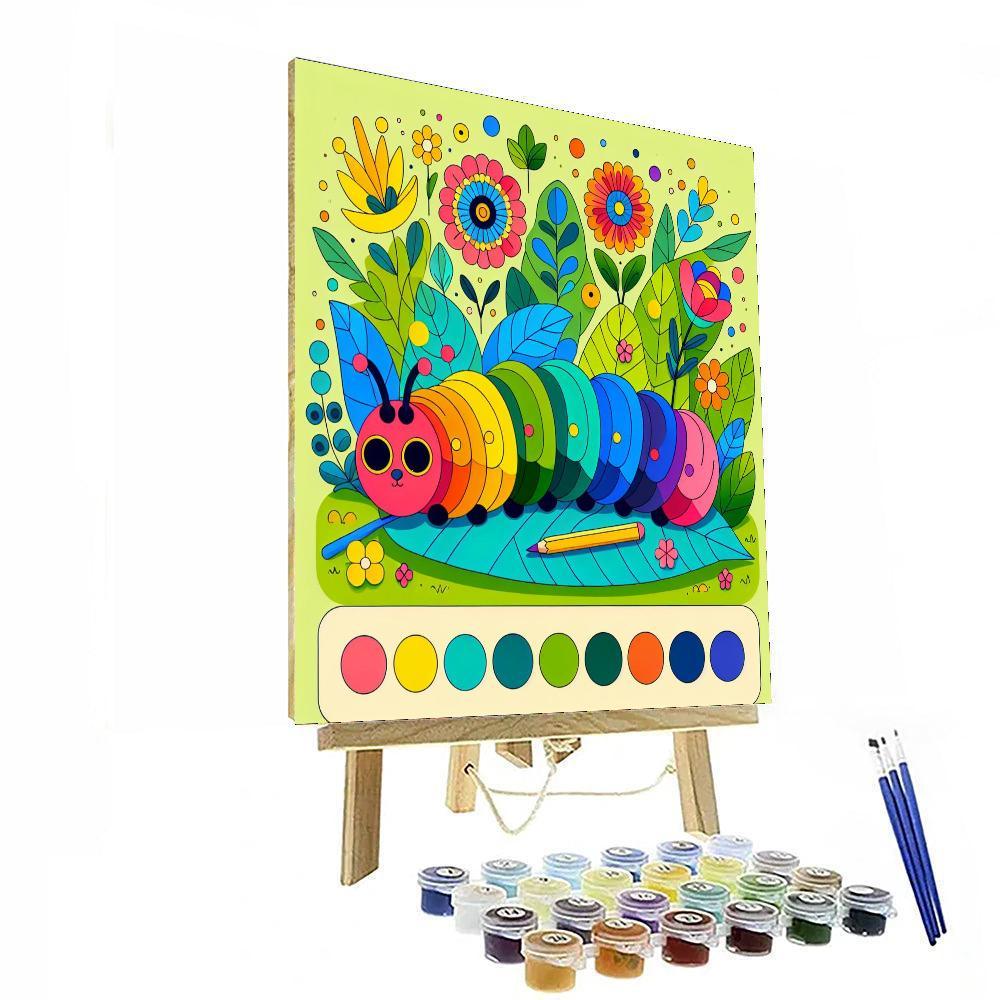 Colorful Caterpillar Crawl Paint By Number