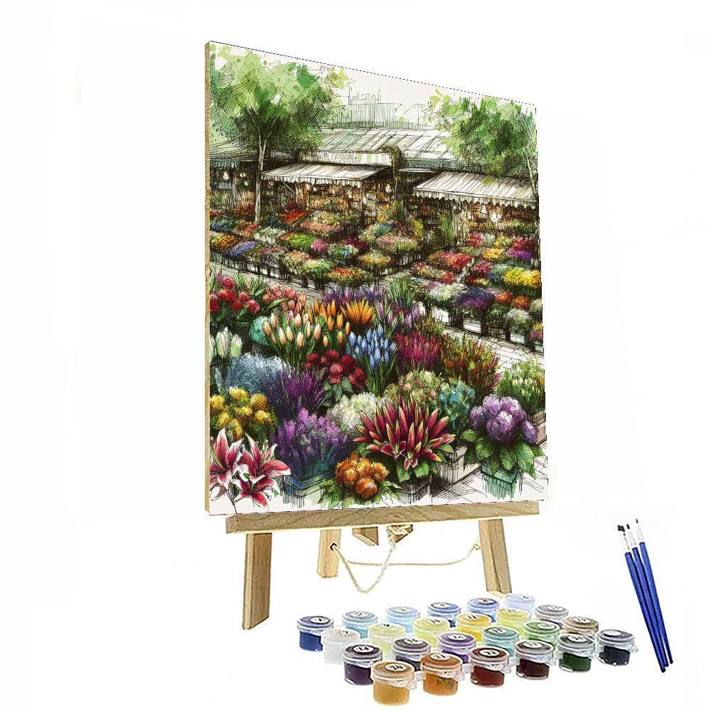 Cheerful Flower Market Painting Number Kit