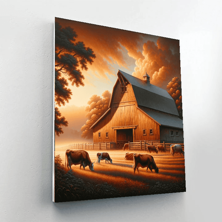 Rustic Barnyard Morning Painting Number Kit