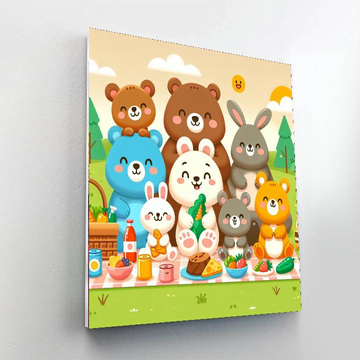 Playful Picnic Pals Paint By Numbers Art
