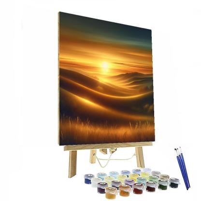 Radiant Sunset Over Hills Numbered Painting Kits