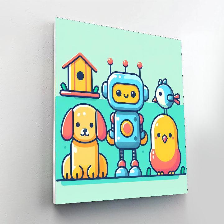 Funky Robot Pets Paint By Color