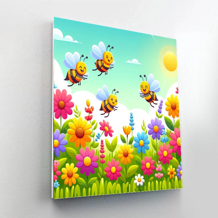 Springtime Garden With Blooming Bees Paint By Numbers Kits
