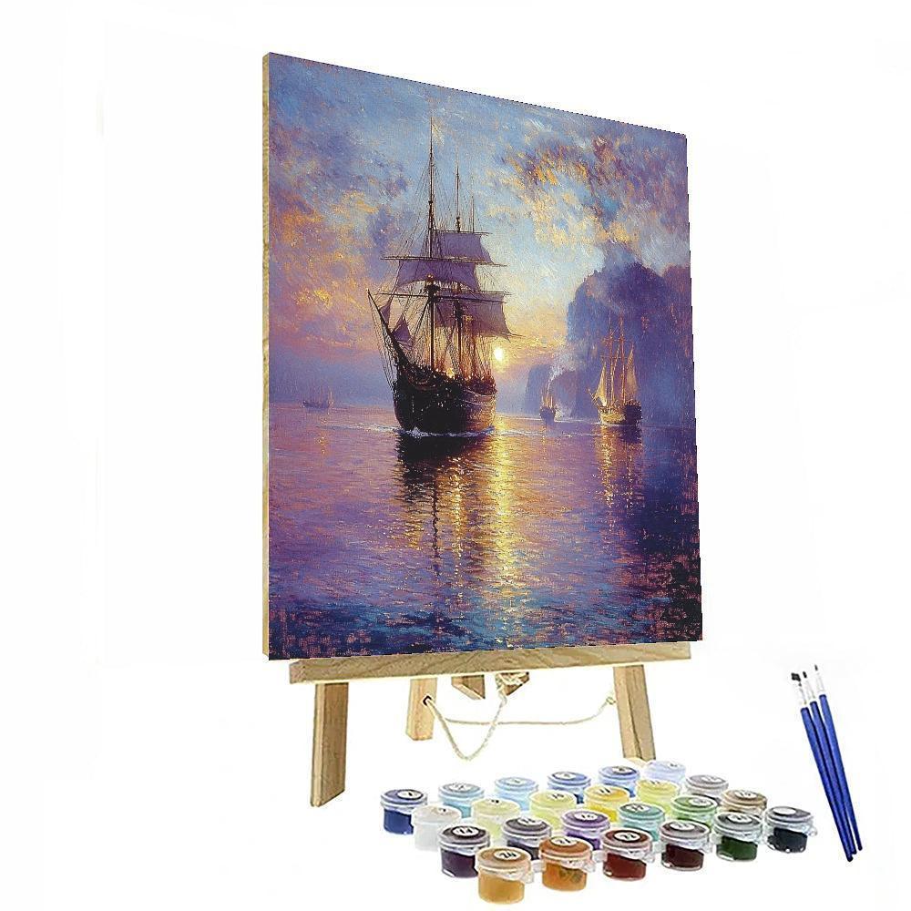 J.M.W. Turner Inspired Dreamy Twilight Seascape  DIY Paint By Numbers