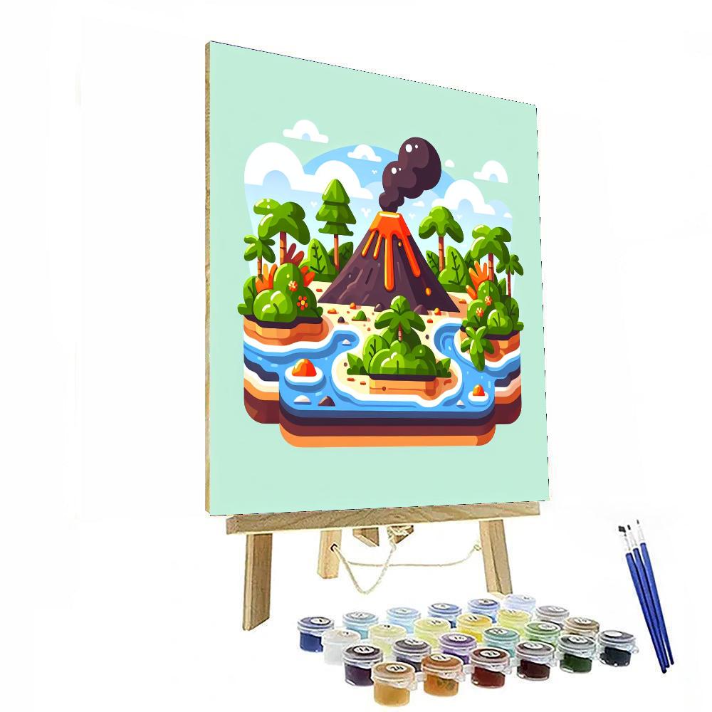 Vibrant Volcano Voyage Number Painting