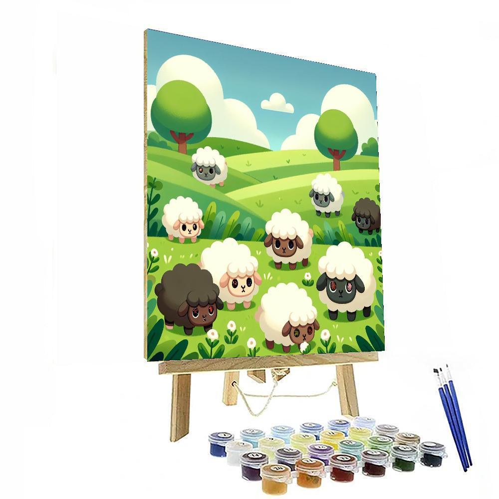 Sweet Sheep Meadow Paint By Numbers